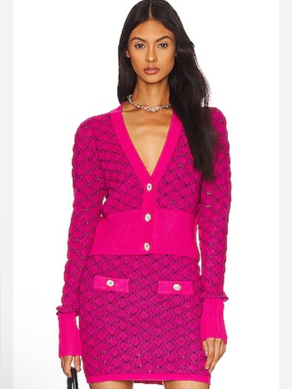 Amanda Uprichard Allister Knit Cardigan and Skirt SET Petra Pink NWT $348